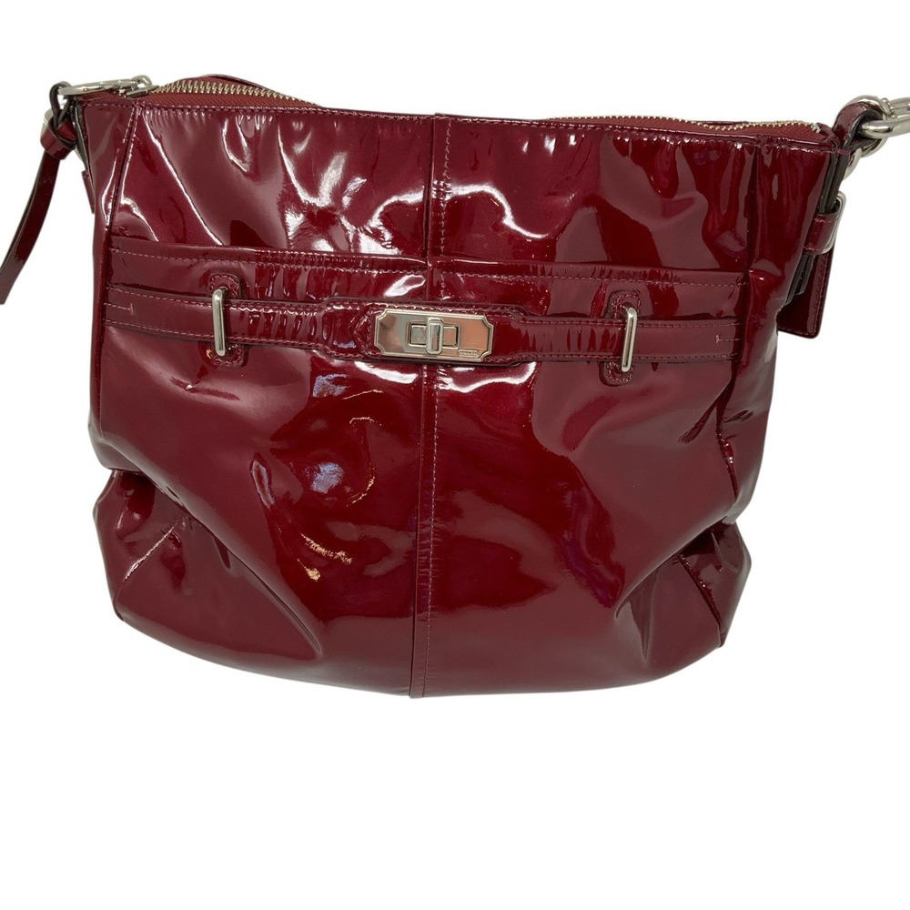 Coach Chelsea Ashlyn Hobo Shoulder Bag Purse Wine Red Patent Leather F17861